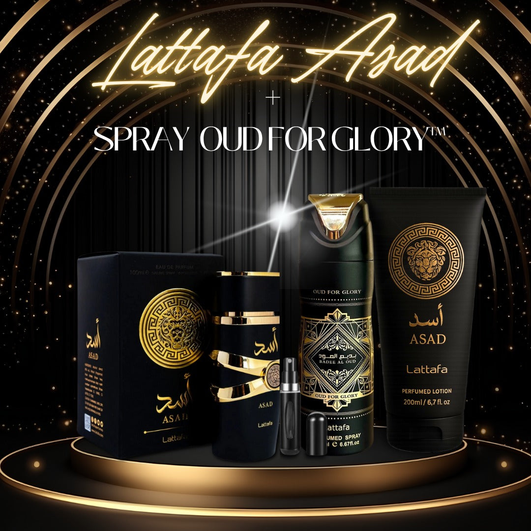 ASAD MAS SPRAY LATTAFA OUD FOR GLORY™ - Aroma de poder y presencia que deja huella donde pases.