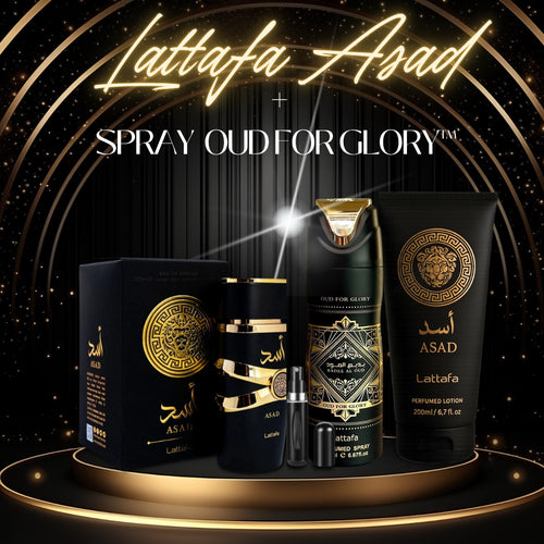 ASAD MAS SPRAY LATTAFA OUD FOR GLORY™ - Aroma de poder y presencia que deja huella donde pases.