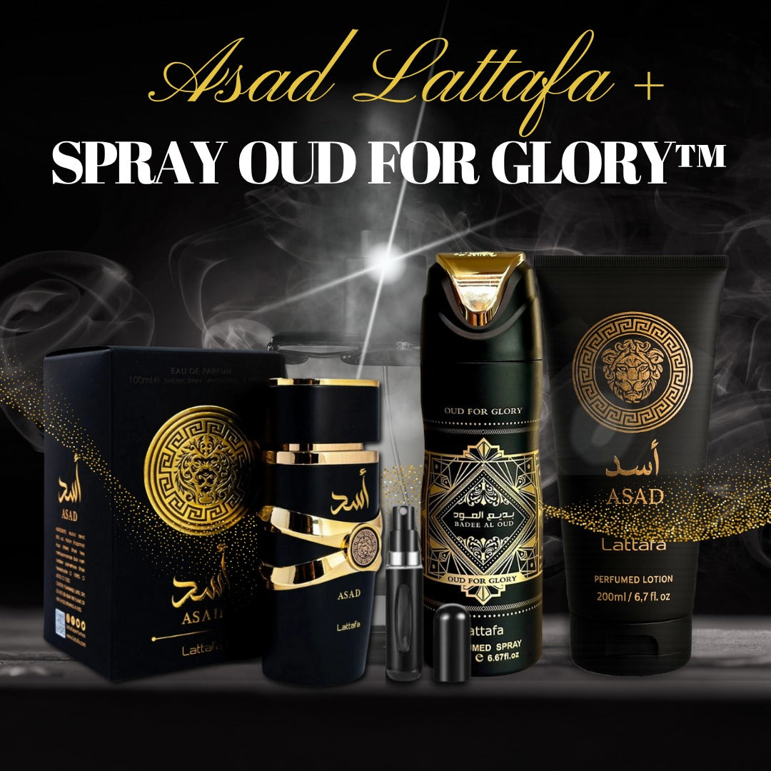 ASAD MAS SPRAY LATTAFA OUD FOR GLORY™ - Aroma de poder y presencia que deja huella donde pases.