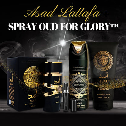 ASAD MAS SPRAY LATTAFA OUD FOR GLORY™ - Aroma de poder y presencia que deja huella donde pases.